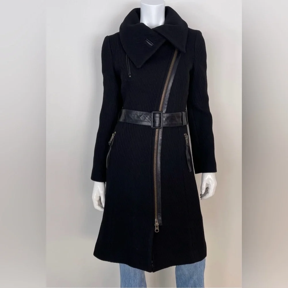 Mackage Black Trench Coat with Belt - Picture 12 of 13